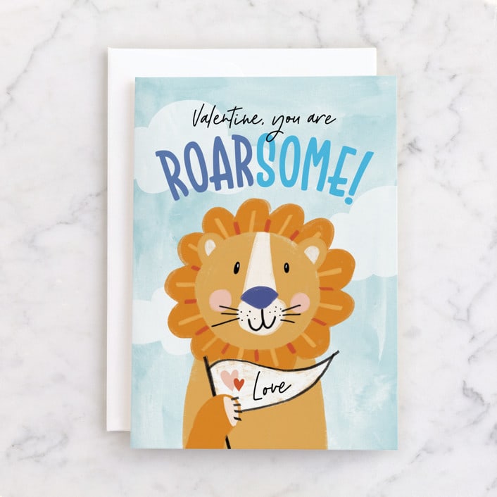 "ROARsome" - Single Greeting Cards in Mustard by Pixel and Hank - Front