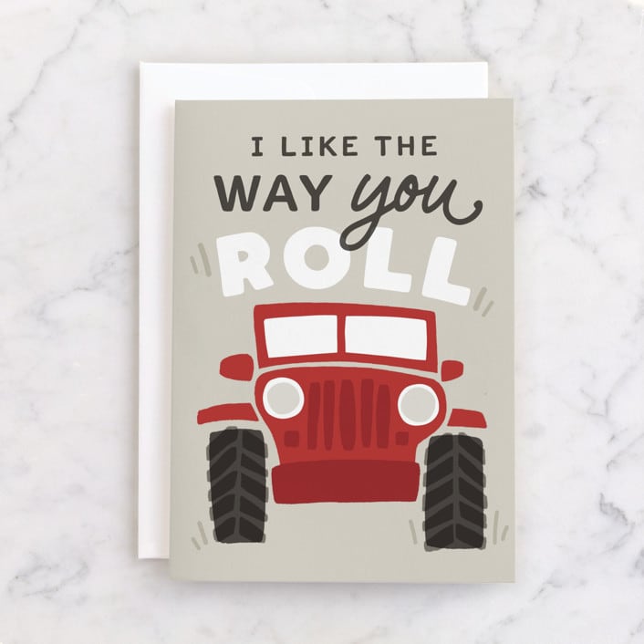 "4 Wheel Drive" - Single Greeting Cards in Gravel by Jessie Steury - Front