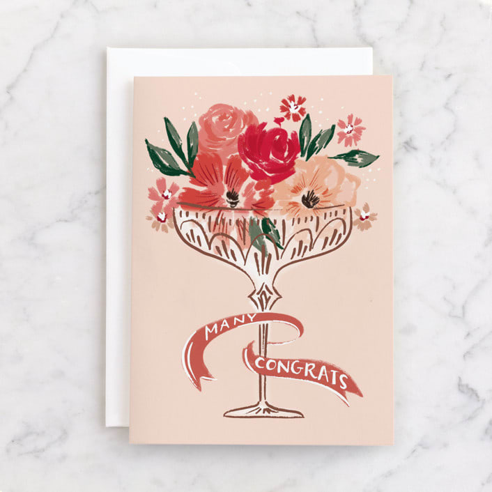 "champagne bouquet" - Single Greeting Cards in Rose by Rebecca Durflinger - Front