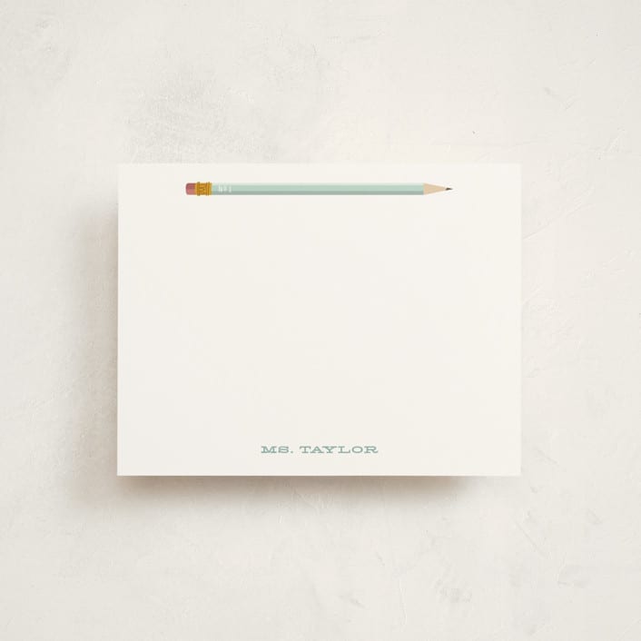 "Number 1" - Children’s Stationery in Mint by Baumbirdy - Front