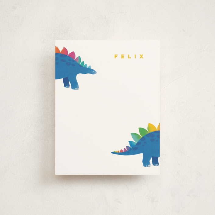 "rainbowsaur" - Children’s Stationery in Ocean by Snow and Ivy - Front