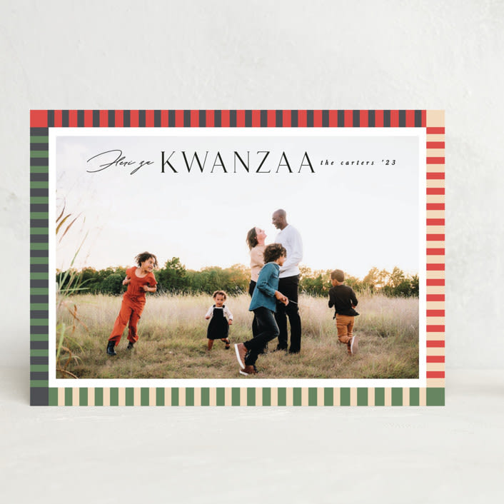 "Lined edge" - Kwanzaa Cards in Watermelon by Creo Study - Front
