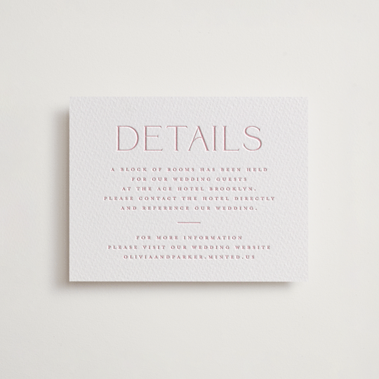 "Monroe" - Letterpress Direction Cards in Classic Pink by Kristie Kern - Front