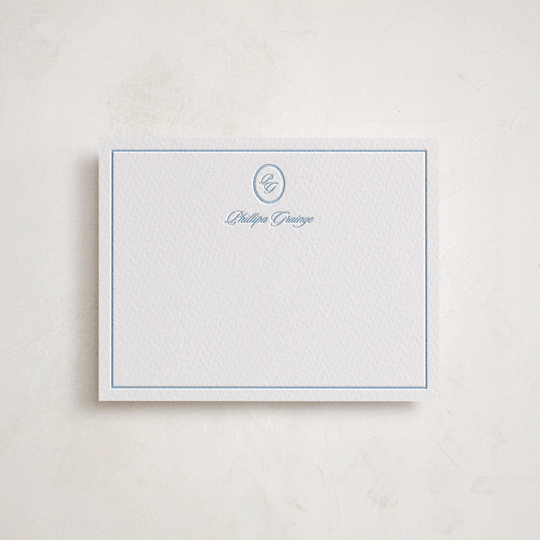 "Scripted" - Personalized Stationery Cards in Sky Blue by Creo Study - Front