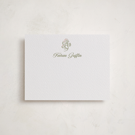 "Sketched Foliage" - Personalized Stationery Cards in Nude by Susan Zinader - Front
