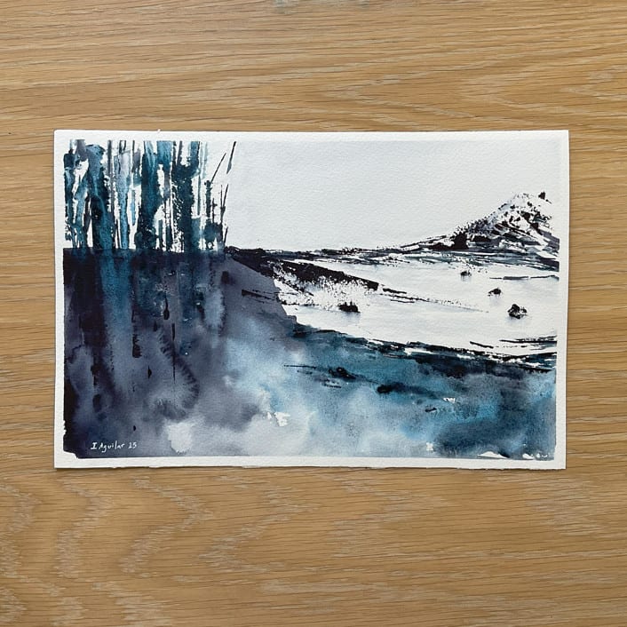 "Frozen mountain 1" - Original Painting in blue by Isabel Aguilar - Isolda