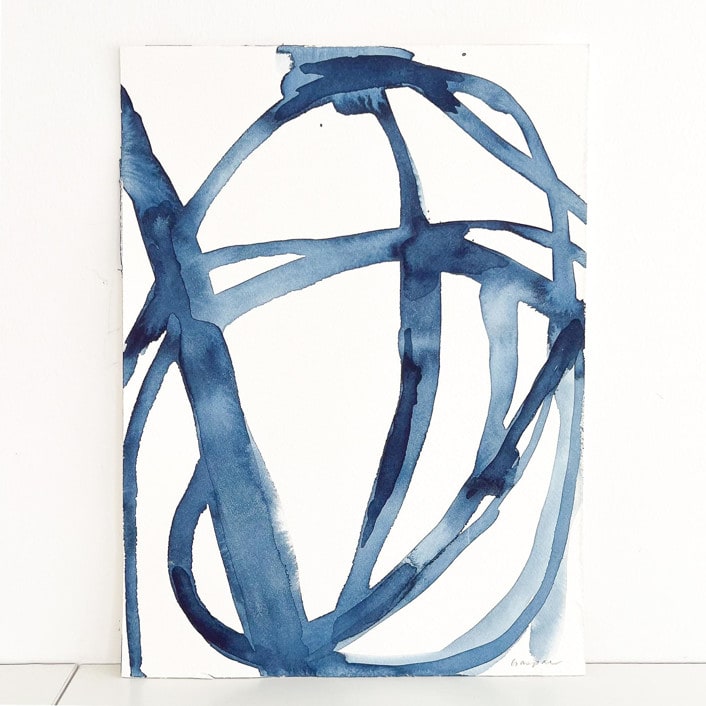 "Indigo Plant Cell" - Original Painting in blue by Mary Gaspar