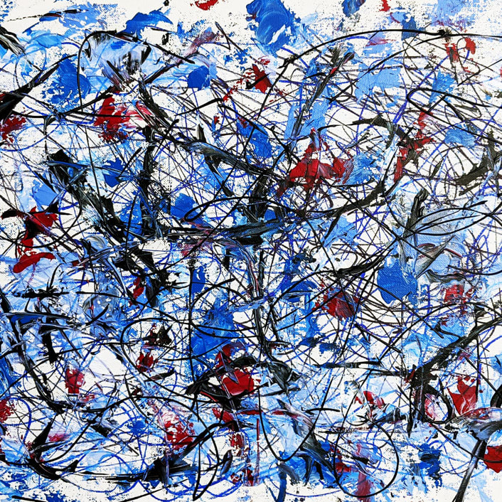 "Against The Current 4" - Original Painting in blue by Carrie Cantwell