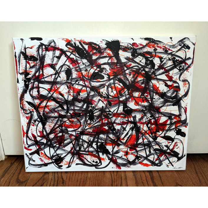 "Against The Current 3" - Original Painting in red by Carrie Cantwell