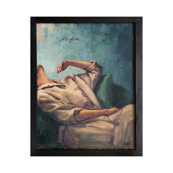 "I'm Fine" - Original Painting in blue by Wendy Keller