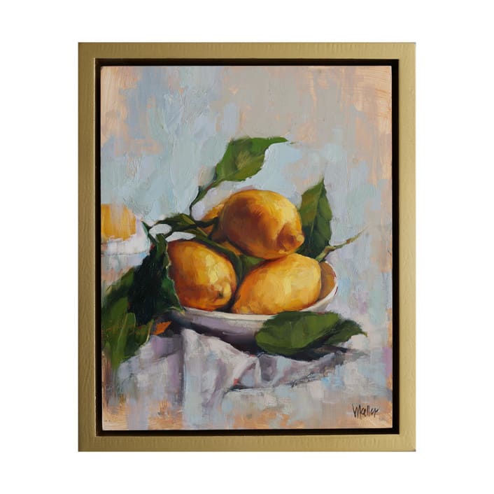 "Bowl of Lemons" - Original Painting in yellow by Wendy Keller