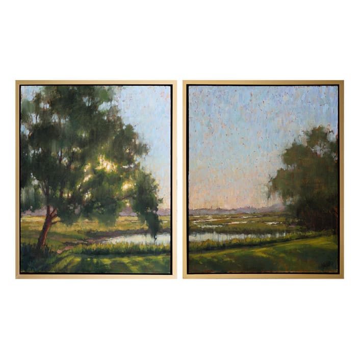 "Dappled Light" - Original Painting in green by Wendy Keller