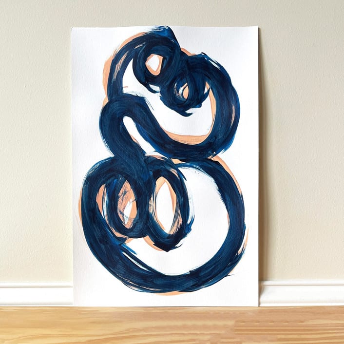 "Bond" - Original Painting in blue by bari wieselman schulman