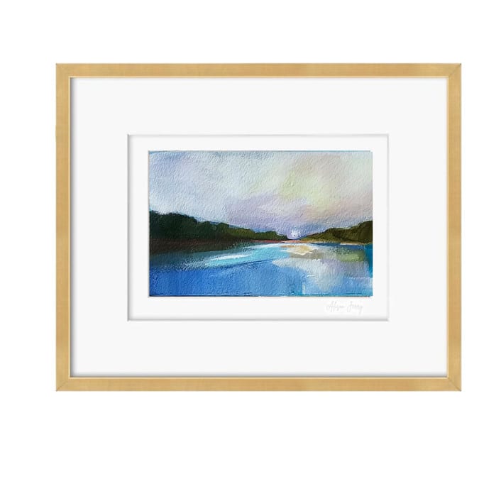 "Lake Sun w/Mist" - Original Painting in blue by AlisonJerry