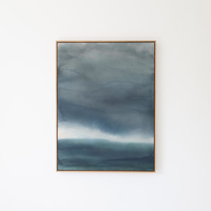 "Through the Quiet Glow" - Original Painting in blue by Rebecca King
