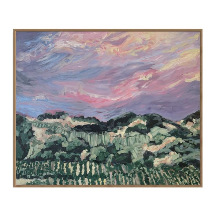 "“Sunset Over Stags Leap” - Framed 30x24" - Original Painting in multicolor by Sarah Mankin