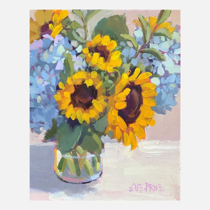 "Summer Bouquet 3" - Original Painting in yellow by sue prue