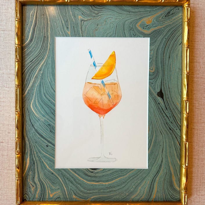 "13 x 16 Watercolor Aperol Spritz" - Original Painting in multicolorassorted-colors by Alli Stark