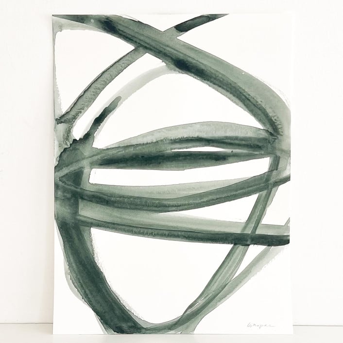 "Forest Green Plant Cell" - Original Painting in green by Mary Gaspar