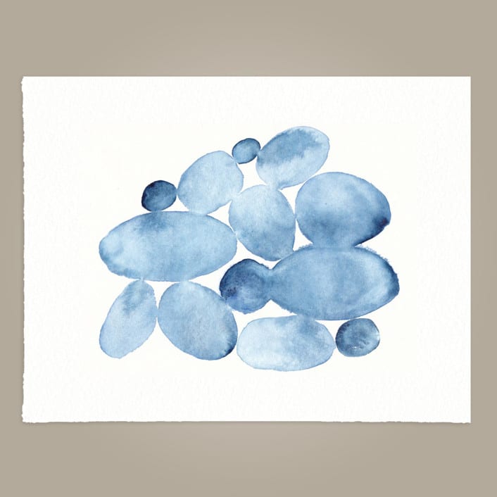 "Indigo Water Stones 02" - Original Painting in blue by Danushka Abeygoda