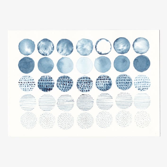 "Meditation Circles 02" - Original Painting in blue by Danushka Abeygoda