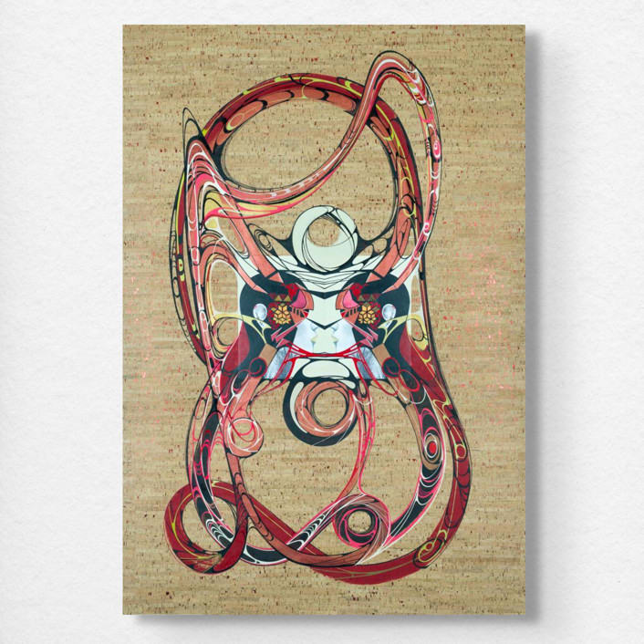 "VS.TheMachine" - Original Mixed Media in red by Nerea Azanza