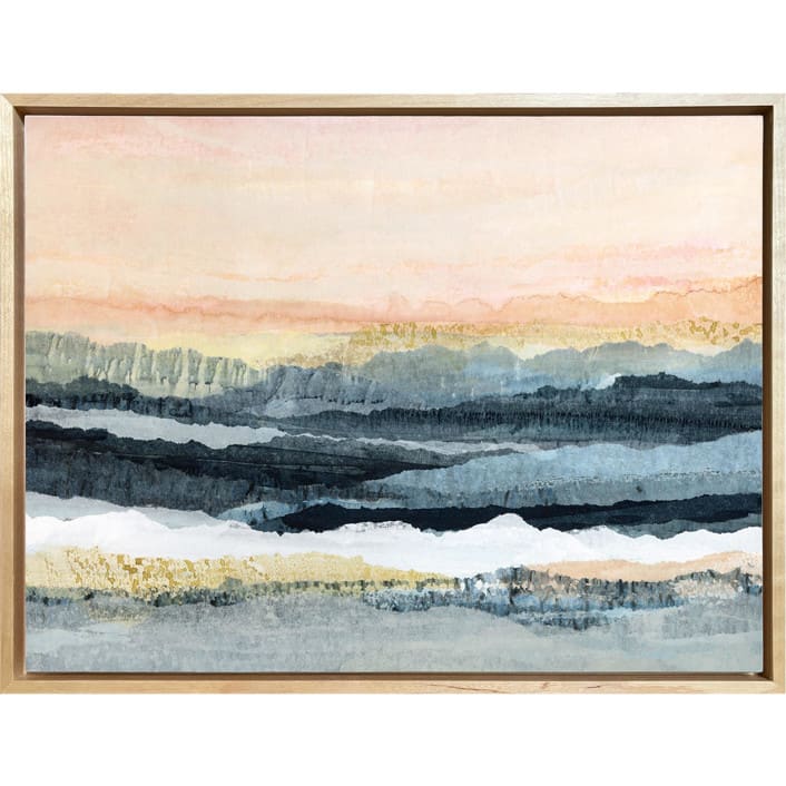 "Dusk Reflections Landscape" - Original Mixed Media in blue by Lara Eckerman