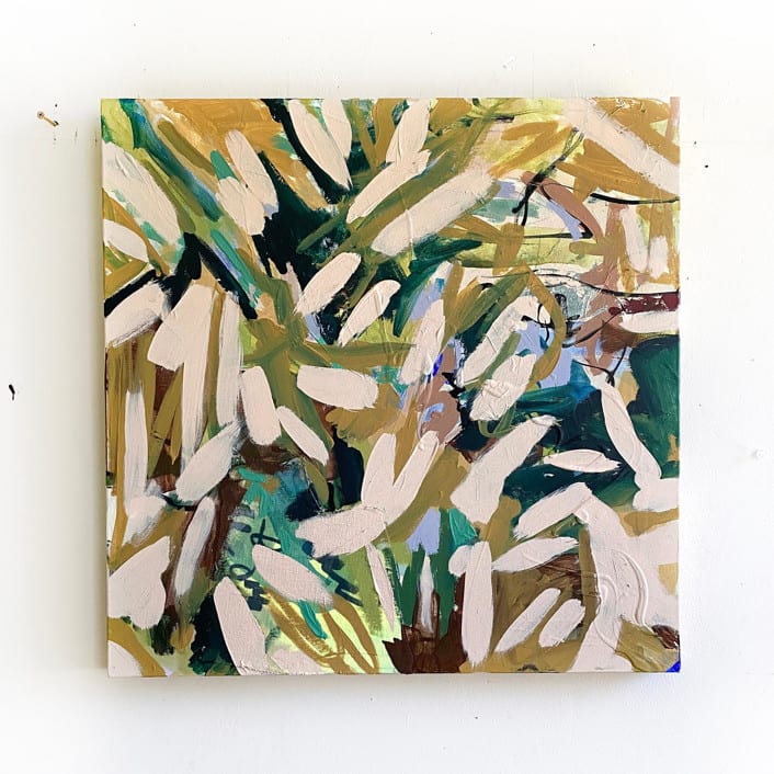 "Jungle Out There" - Original Mixed Media in beige by Jessalin Beutler