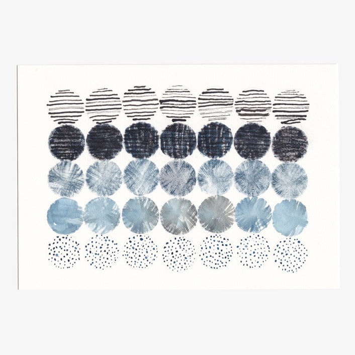 "Meditation Circles 03" - Original Mixed Media in blue by Danushka Abeygoda