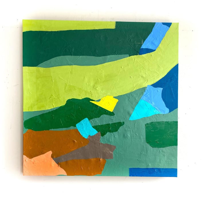 "Shape Toss" - Original Mixed Media in green by Jessalin Beutler
