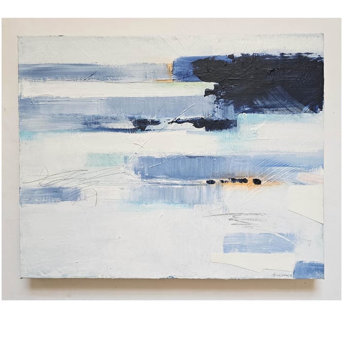 "Quiet Blue In White" - Original Mixed Media in blue by AlisonJerry