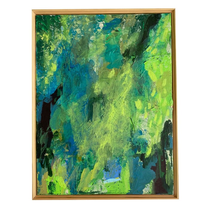 "Fire Grasses" - Original Mixed Media in green by Jessalin Beutler