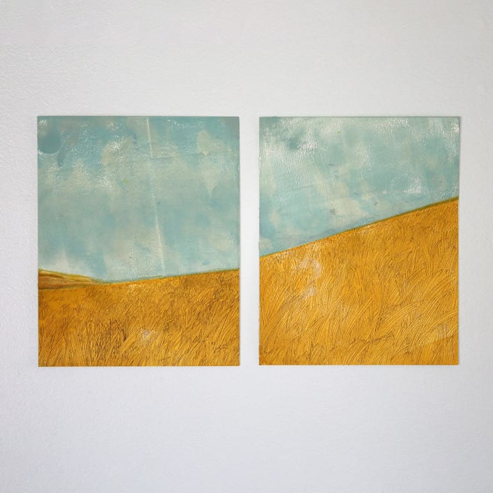 "Konza Prairie" - Original Mixed Media in gold by Janie Allen