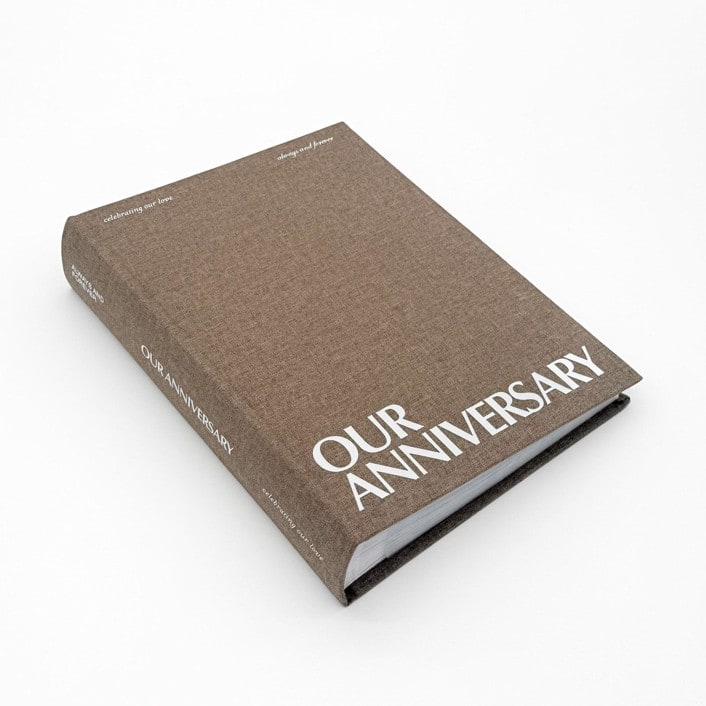 Our Anniversary Photo Album in brown linen Wedding Albums and Scrapbooks by The Ceremony Club