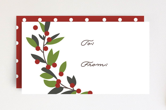 "Holiday Branch" - Stationery in Candied Apple by Jennifer Postorino - Front