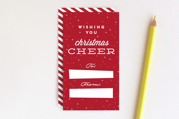 "Christmas Cheer Tag" - Stationery in Candied Apple by Jennifer Postorino - Front