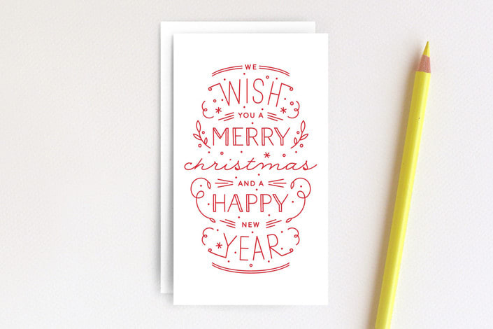 "Merry Christmas & Happy Year" - Stationery in red by Phrosné Barwood - Front