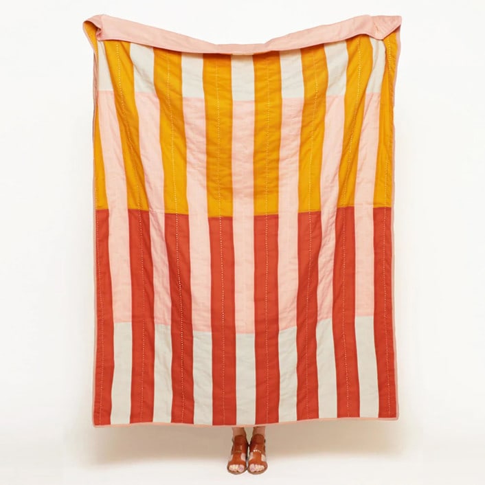 Offset Stripe Quilt Throw - Rust by Anchal