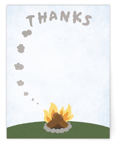 "Smoke Signal Thanks" - Children's Stationery Cards in Smoke by Laura Bolter - hero