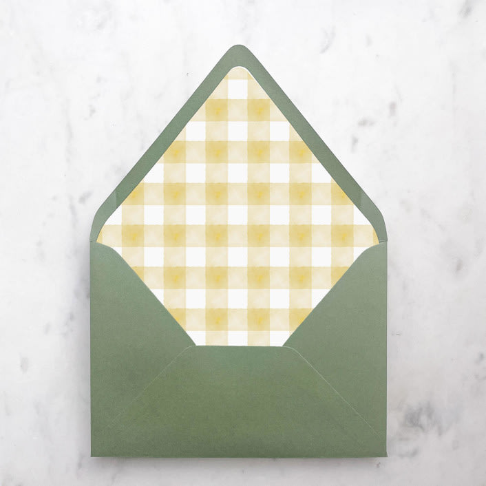"A7 Envelope Liners Holiday Gingham Gold (set of 10)" - Envelope Liners in gold by Design by Laney