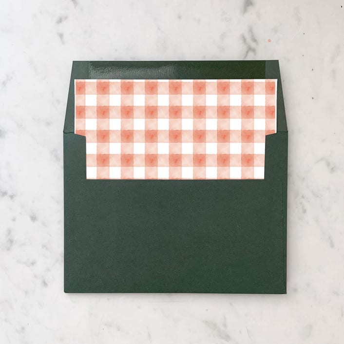 "A7 Envelope Liners Holiday Gingham Red (set of 10) Square" - Envelope Liners in red by Design by Laney