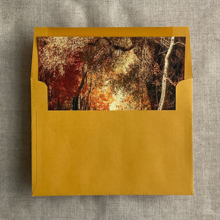 "Fall afternoon landscape painting envelope liner for A7 square flap envelope | pack of 10" - Envelope Liners in multicolor by Ivory Invitations