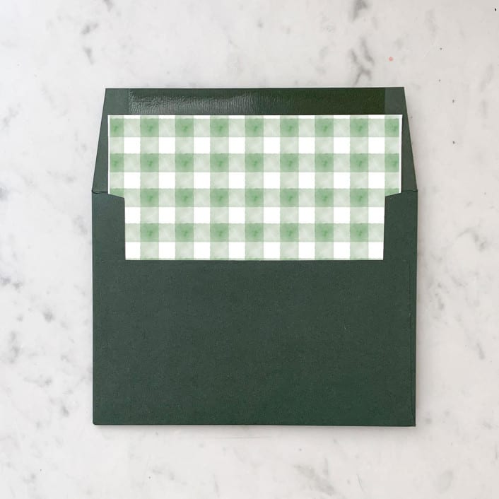 "A7 Envelope Liners Holiday Gingham Green (set of 10) Square" - Envelope Liners in green by Design by Laney