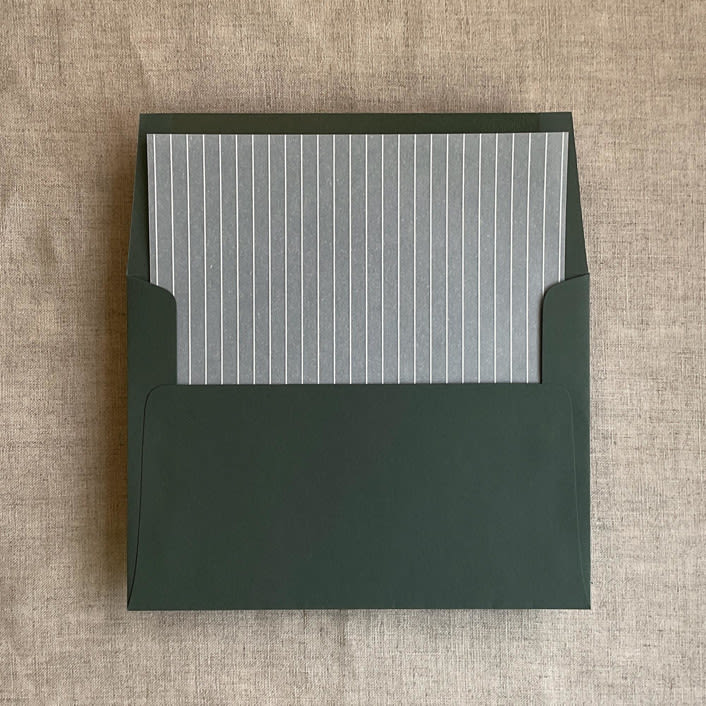 "Calm fine stripes printed envelope liner for A7 square flap envelope | pack of 10" - Envelope Liners in white by Ivory Invitations