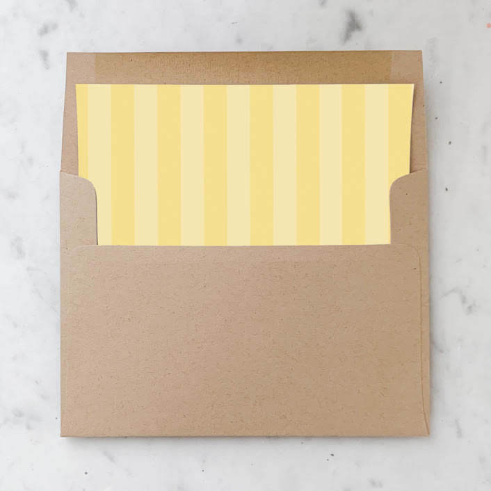 "A7 Envelope Liners Yellow Stripes Square Flap (set of 10)" - Envelope Liners in yellow by Design by Laney