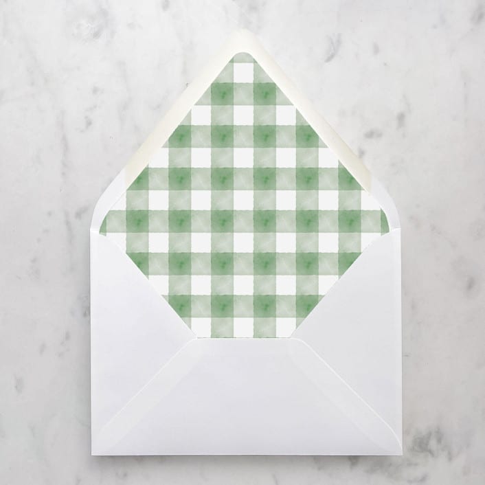 "A7 Envelope Liners Holiday Gingham Green (set of 10)" - Envelope Liners in green by Design by Laney
