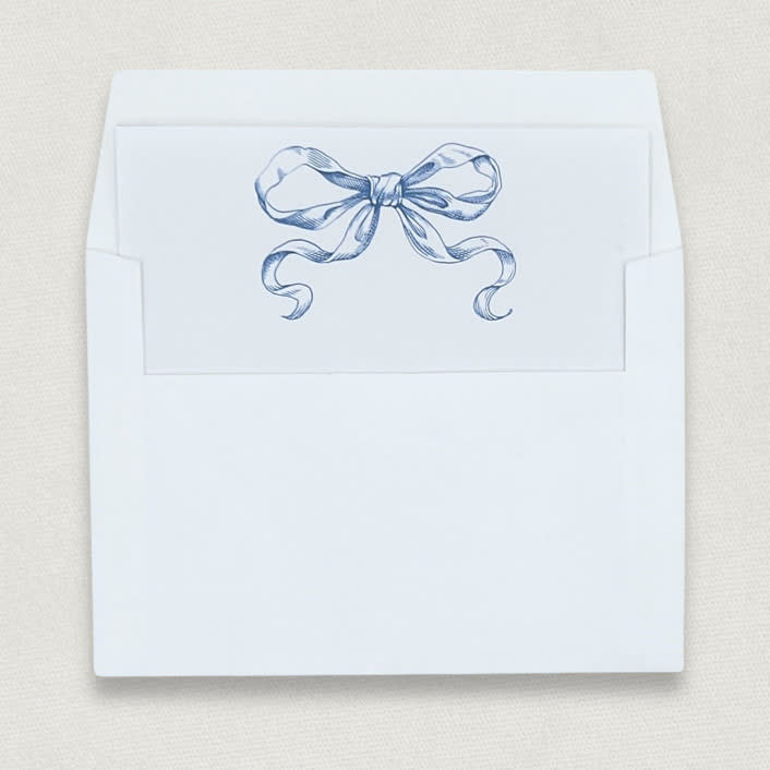 Blue Watercolor Bow Square by Caroline Russo