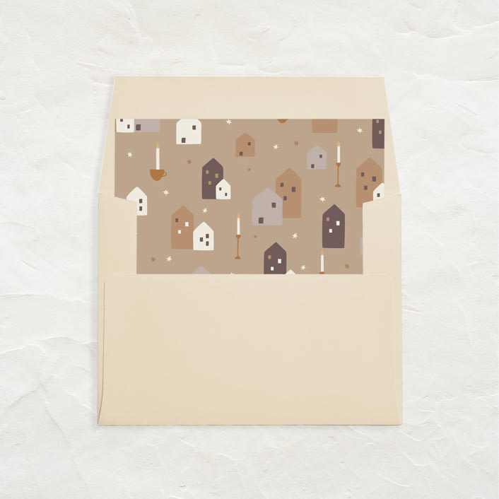 "A7 Envelope Liners Square Flap // Christmas Village (Set of 25)" - Envelope Liners in brown by Clover and Lamb