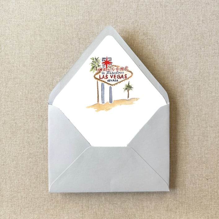 "Las Vegas Nevada Watercolor Euroflap Envelope Liner | Set of 10 | For 5x7” invitations" - Envelope Liners in multicolorassorted-colors by Cotton and Bow
