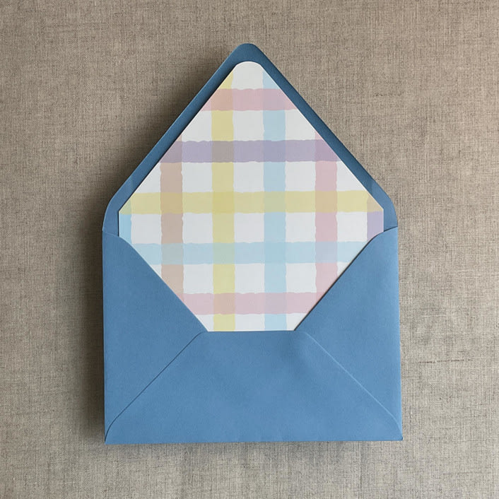 "Marshmallow checkers envelope liner for A7 euro flap envelope | pack of 10" - Envelope Liners in multicolorassorted-colors by Ivory Invitations
